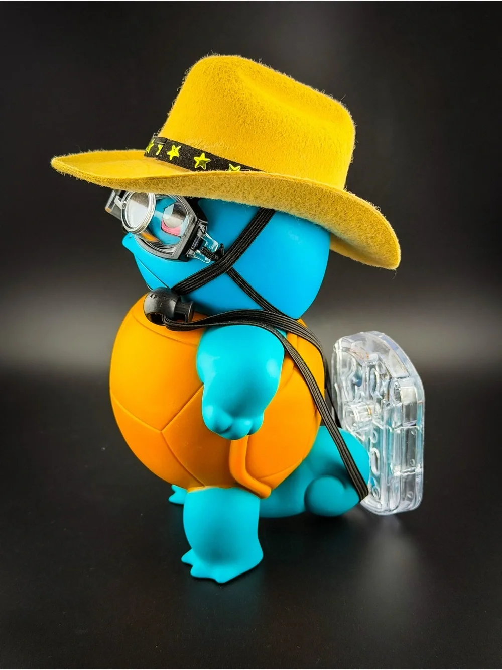 Pokemon Blue Turtle Figure with Orange Shell and Beige Hat